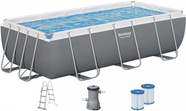 Каркасний прямокутний басейн Bestway 56441 404×201×100 см з картриджним фільтром та драбиною