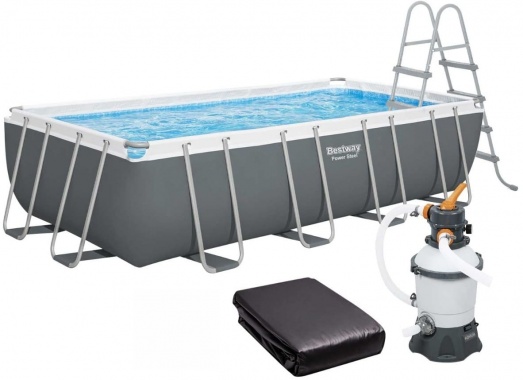 Каркасний басейн Bestway 56671 488×244×122 см з пісочним фільтром, драбиною та тентом