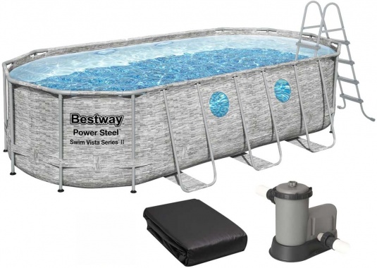 Каркасний басейн Bestway 56716 549×274×122 см з картриджним фільтром, драбиною та тентом