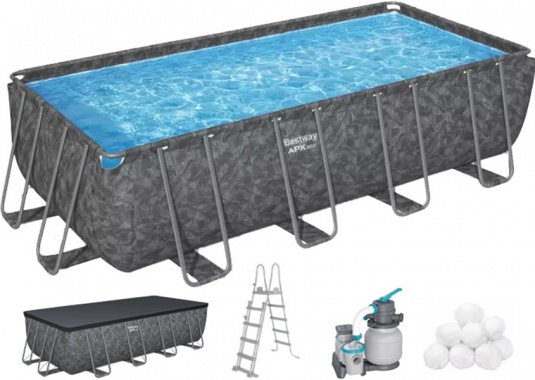 Каркасний басейн Bestway Grey 561KA 549×274×132 см з пісочним фільтром, тентом та драбиною