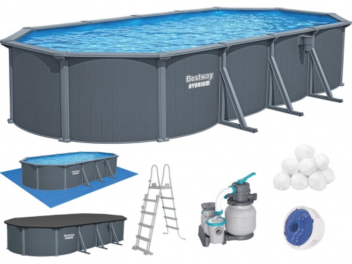 Збірний басейн Bestway Hydrium 561CW 732×366×132 см з пісочним фільтром, драбиною та тентом