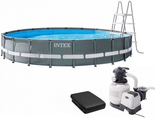 Каркасний басейн Intex 26334 ULTRA XTR 610×122 см з пісочним фільтром, драбиною, підкладкою та тентом