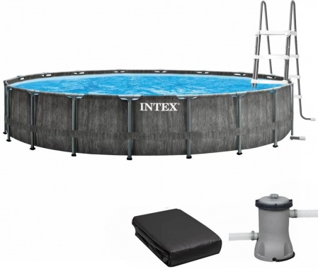 Каркасний басейн Intex 26744 GREYWOOD 549×122 см з картриджним фільтром, драбиною та тентом